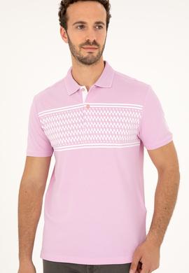 Erkek Regular Fit Polo Yaka Pembe Tişört - 50281927021