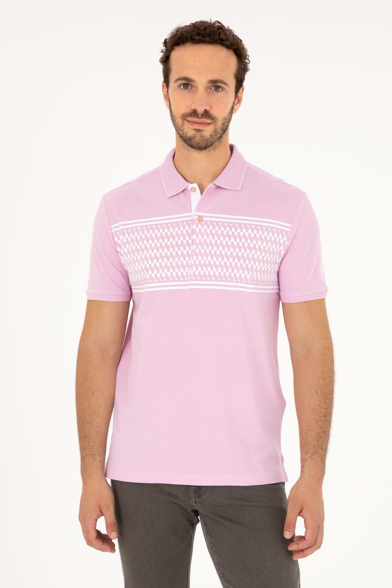 Erkek Regular Fit Polo Yaka Pembe Tişört