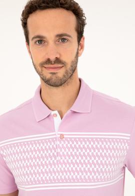 Erkek Regular Fit Polo Yaka Pembe Tişört - 50281927021