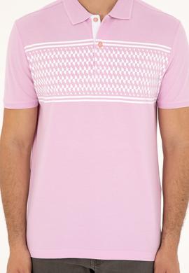 Erkek Regular Fit Polo Yaka Pembe Tişört - 50281927021