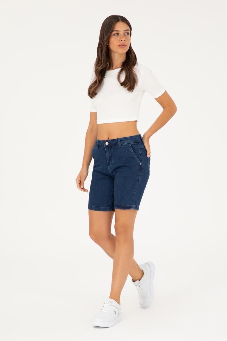 Kadın Mavi Jean Şort - 50280336005