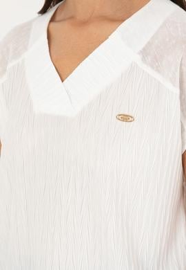 Kadın Ekru V Yaka Tişört - 50281804015