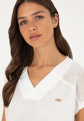 Kadın Ekru V Yaka Tişört - 50281804015