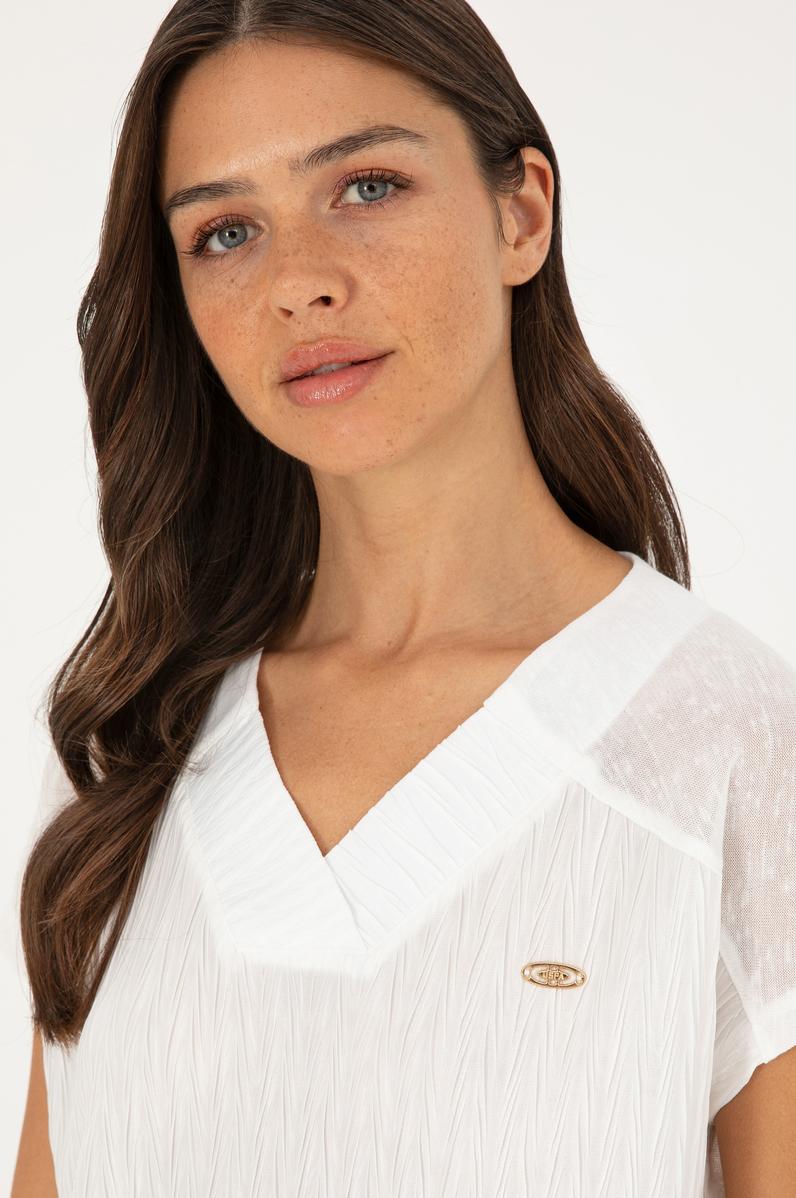 Kadın Ekru V Yaka Tişört