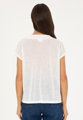 Kadın Ekru V Yaka Tişört - 50281804015