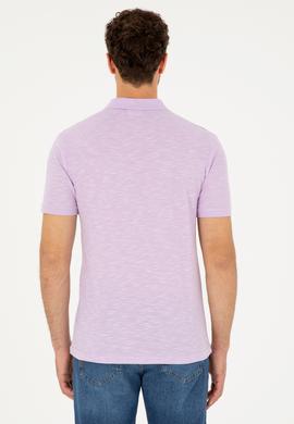 Erkek Slim Fit Polo Yaka Lila Tişört - 50279560088