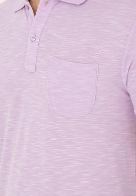 Erkek Slim Fit Polo Yaka Lila Tişört - 50279560088