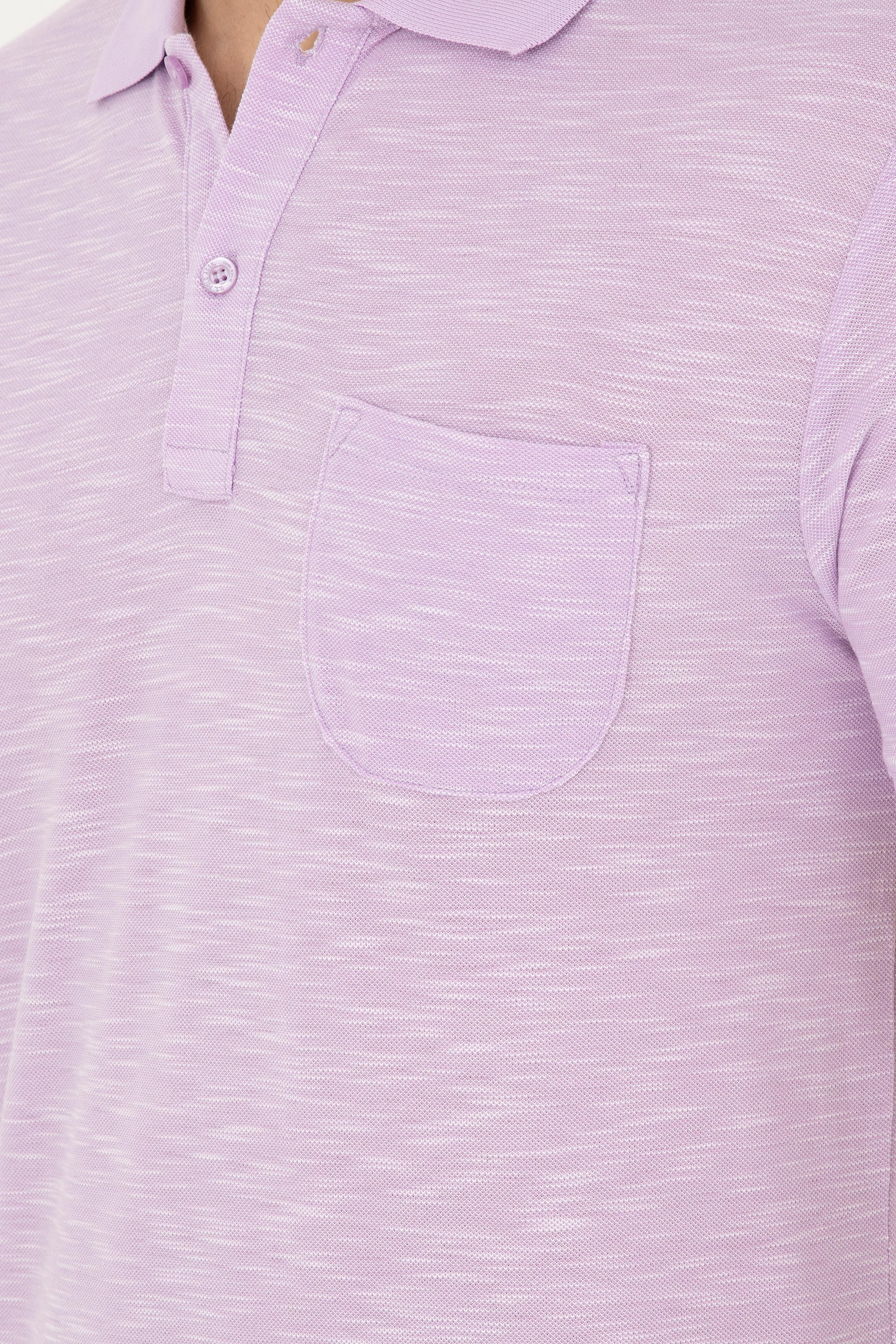 Erkek Slim Fit Polo Yaka Lila Tişört - Image 7