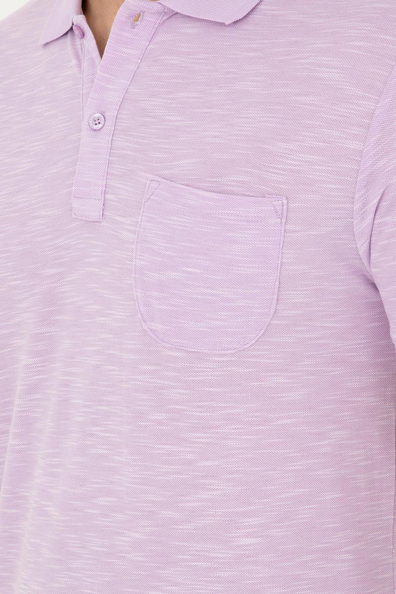 Erkek Slim Fit Polo Yaka Lila Tişört - 50279560088