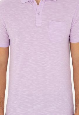 Erkek Slim Fit Polo Yaka Lila Tişört - 50279560088