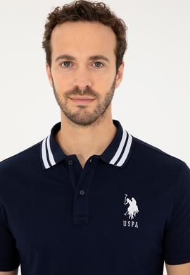 Erkek Slim Fit Polo Yaka Lacivert Basic Tişört - 50279569014