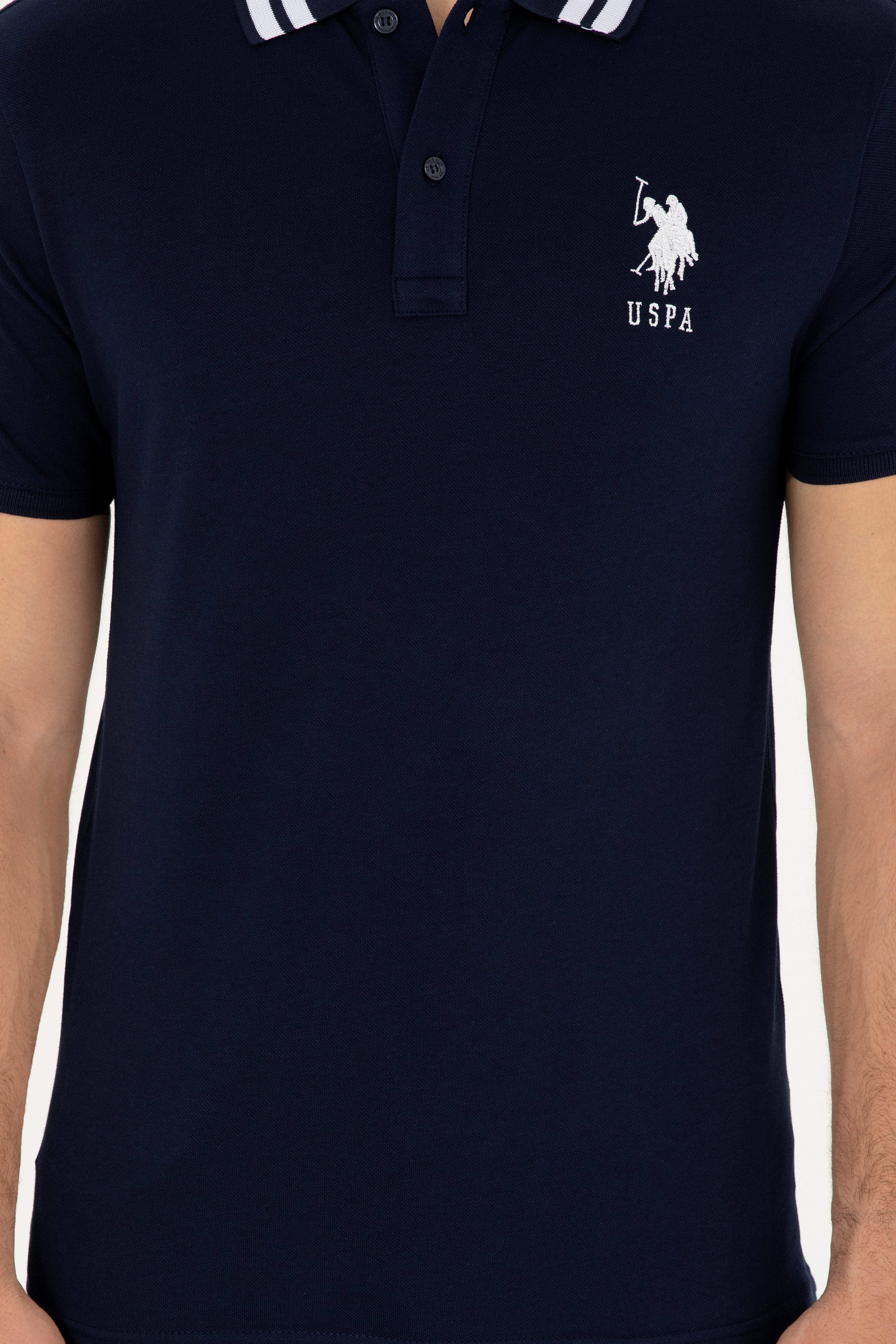 Erkek Slim Fit Polo Yaka Lacivert Basic Tişört