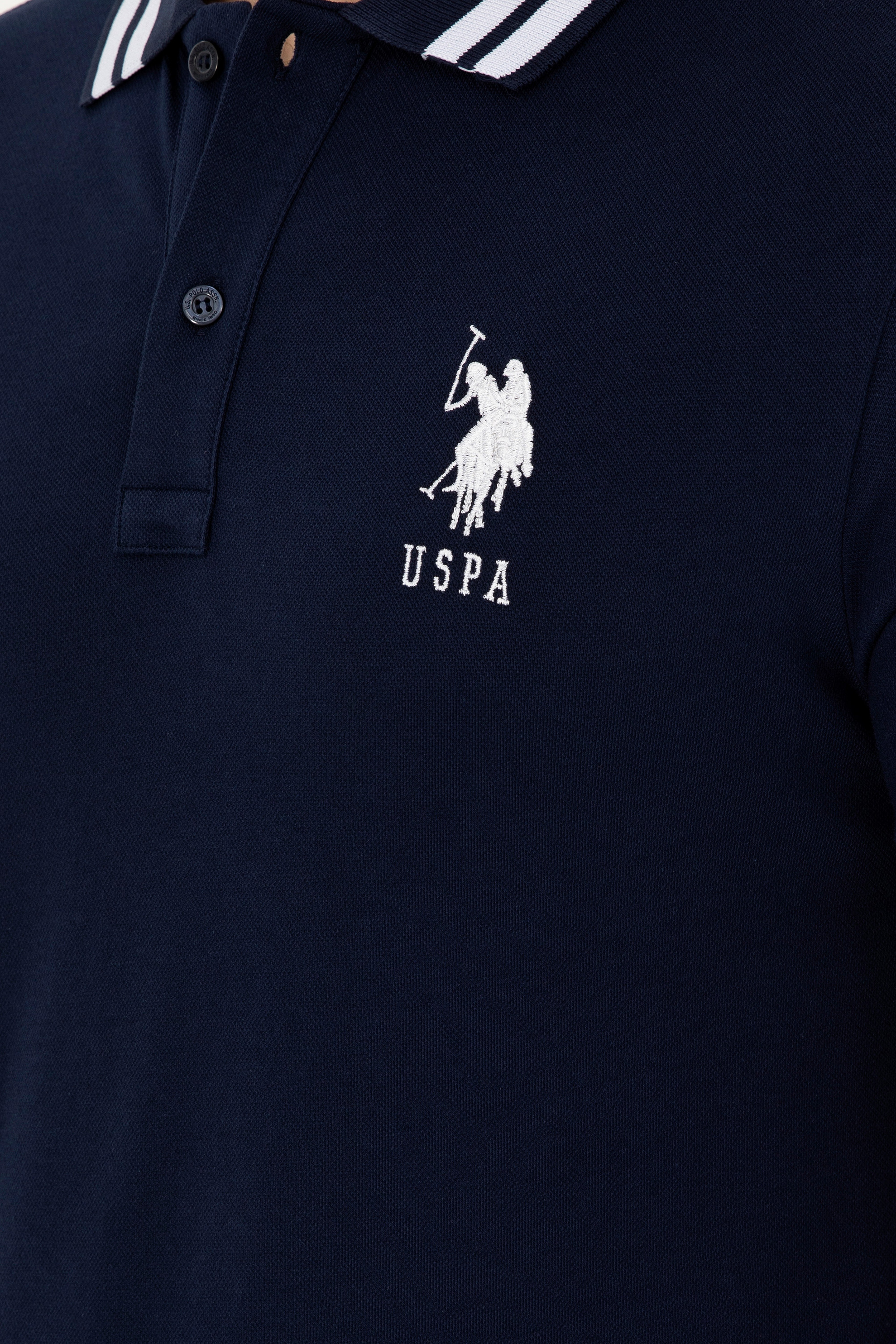 Erkek Slim Fit Polo Yaka Lacivert Basic Tişört - Image 7