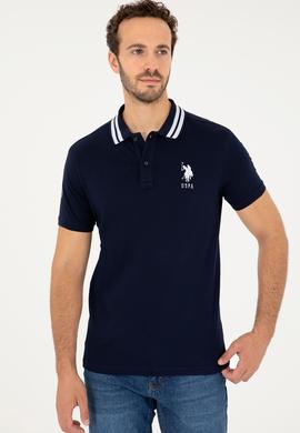 Erkek Slim Fit Polo Yaka Lacivert Basic Tişört - 50279569014