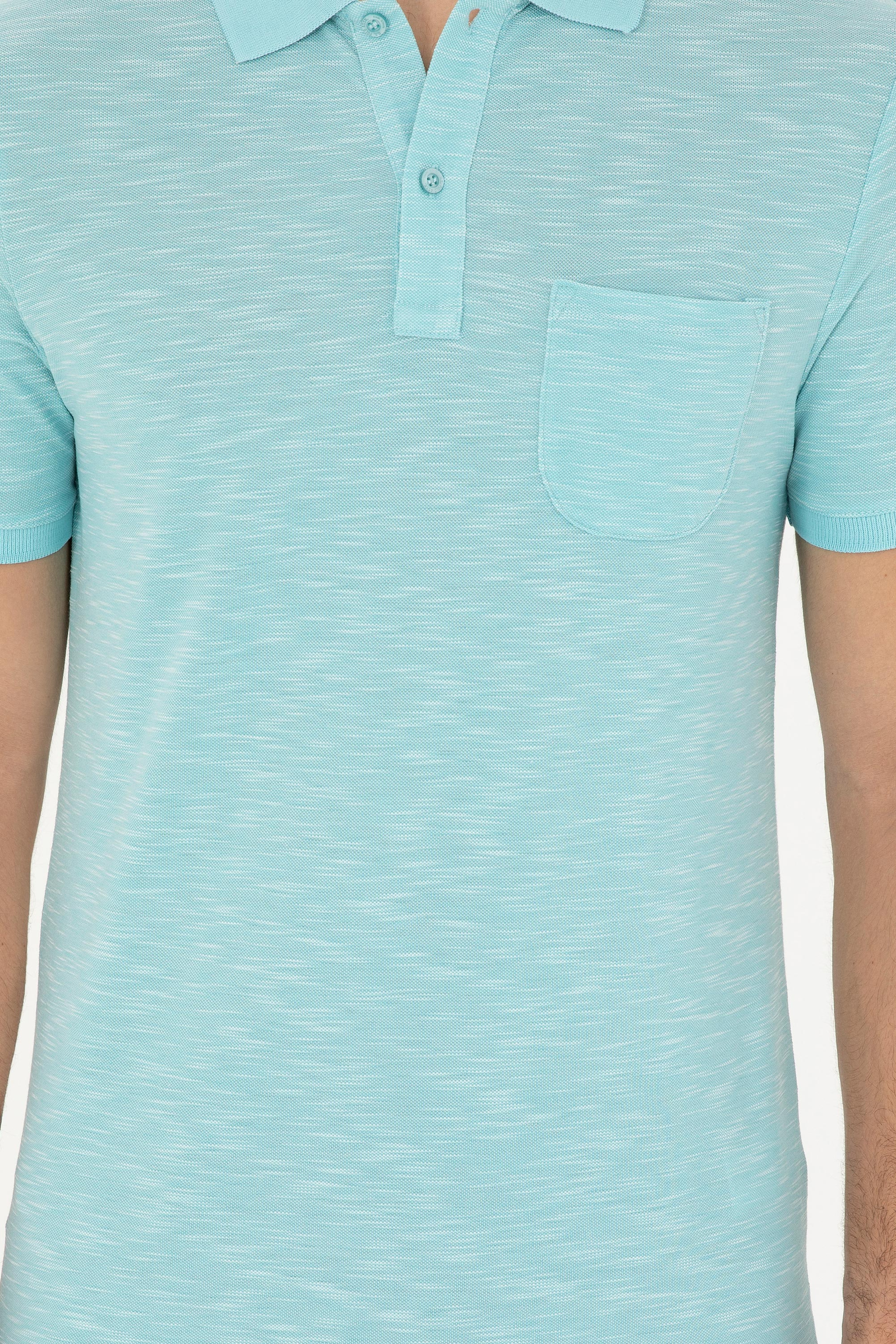 Erkek Slim Fit Polo Yaka Mint Tişört