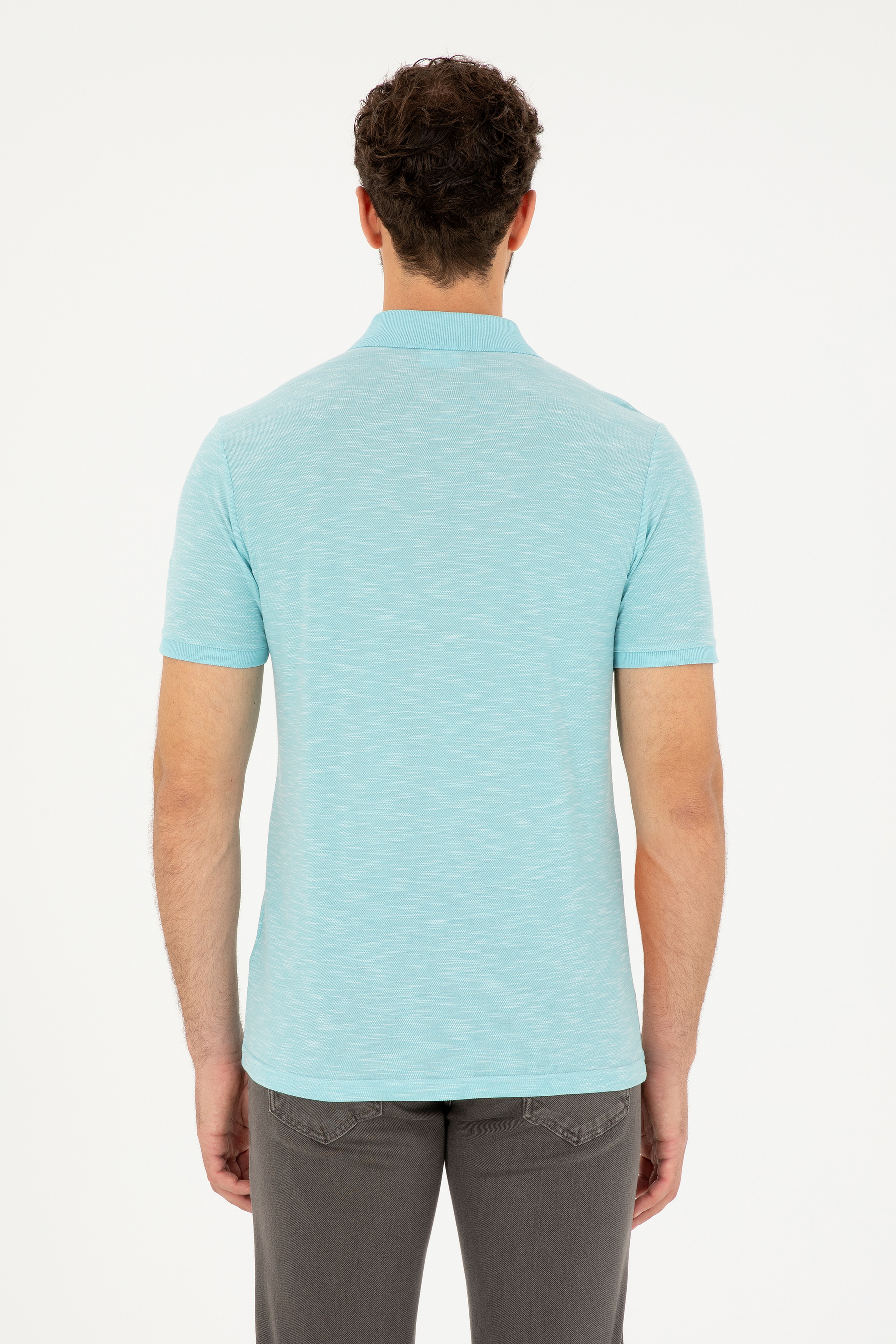 Erkek Slim Fit Polo Yaka Mint Tişört