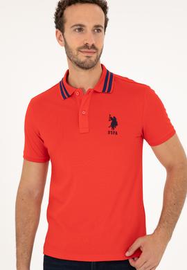 Erkek Slim Fit Polo Yaka Kırmızı Basic Tişört - 50279569040