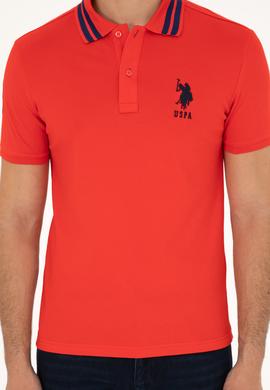 Erkek Slim Fit Polo Yaka Kırmızı Basic Tişört - 50279569040