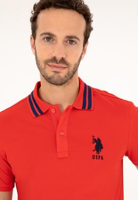 Erkek Slim Fit Polo Yaka Kırmızı Basic Tişört - 50279569040