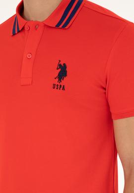 Erkek Slim Fit Polo Yaka Kırmızı Basic Tişört - 50279569040