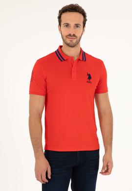 Erkek Slim Fit Polo Yaka Kırmızı Basic Tişört - 50279569040