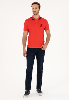 Erkek Slim Fit Polo Yaka Kırmızı Basic Tişört - 50279569040