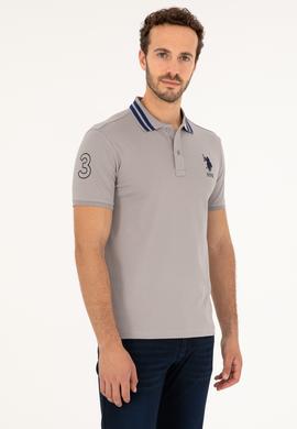 Erkek Slim Fit Polo Yaka Koyu Gri Basic Tişört - 50279569087