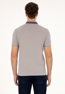 Erkek Slim Fit Polo Yaka Koyu Gri Basic Tişört - 50279569087