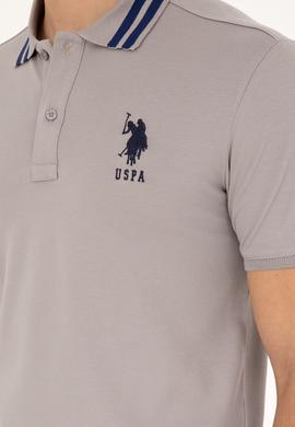 Erkek Slim Fit Polo Yaka Koyu Gri Basic Tişört - 50279569087