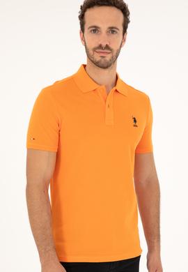 Erkek Slim Fit Polo Yaka Turuncu Basic Tişört - 50279613197