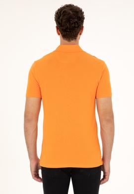 Erkek Slim Fit Polo Yaka Turuncu Basic Tişört - 50279613197