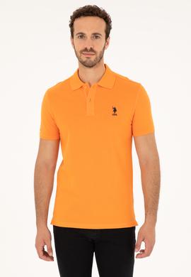Erkek Slim Fit Polo Yaka Turuncu Basic Tişört - 50279613197
