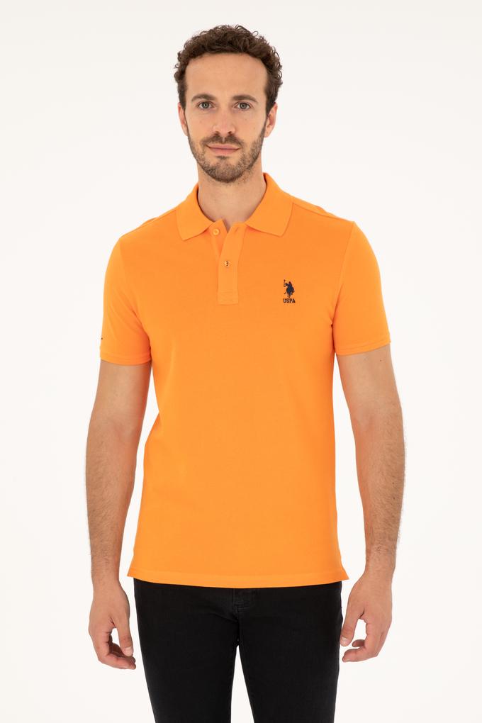 Erkek Slim Fit Polo Yaka Turuncu Basic Tişört