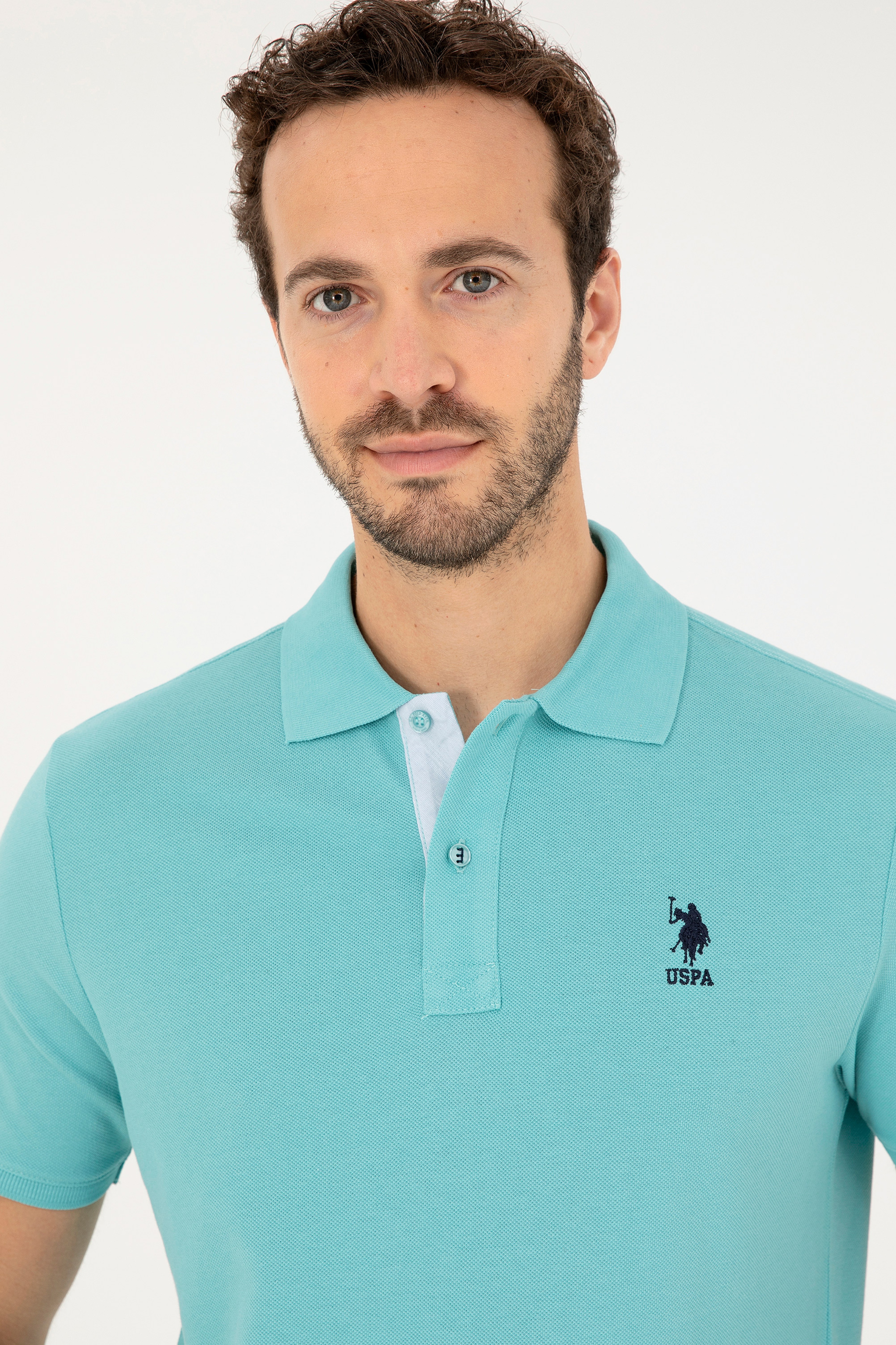 Erkek Regular Fit Polo Yaka Mint Basic Tişört