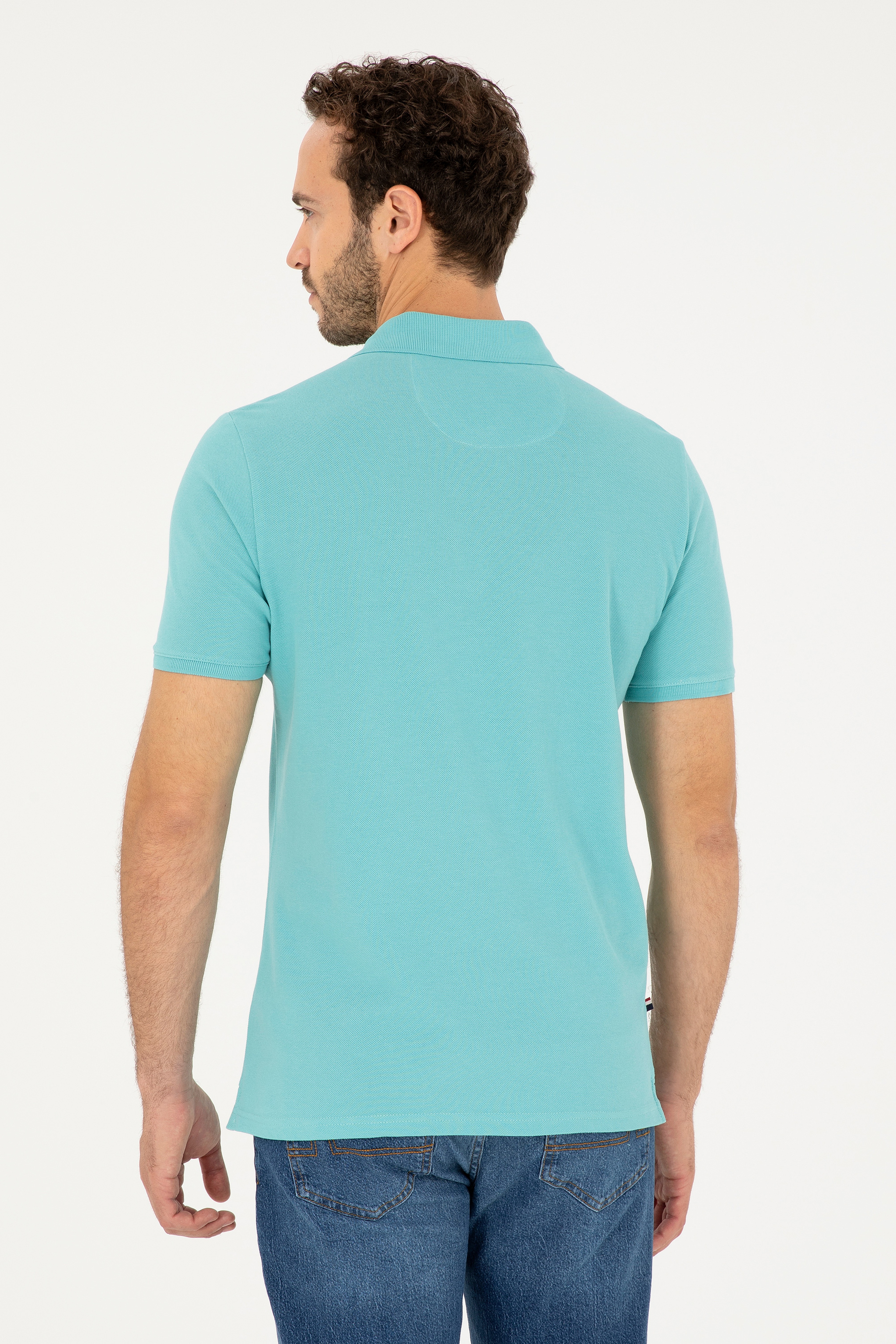 Erkek Regular Fit Polo Yaka Mint Basic Tişört - Image 5