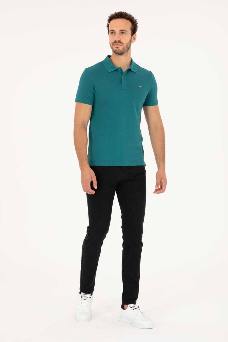 Erkek Koyu Yeşil Basic Tişört - 50279610076