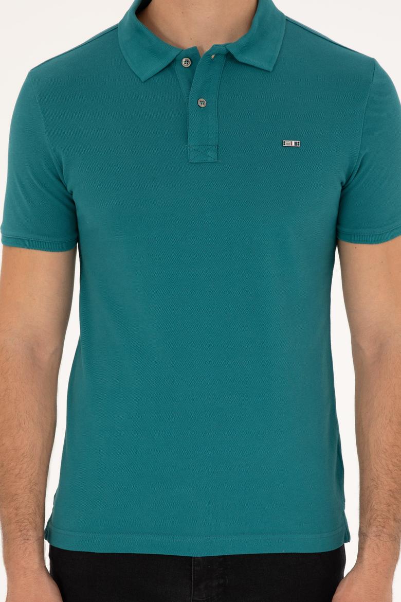 Erkek Koyu Yeşil Basic Tişört - 50279610076