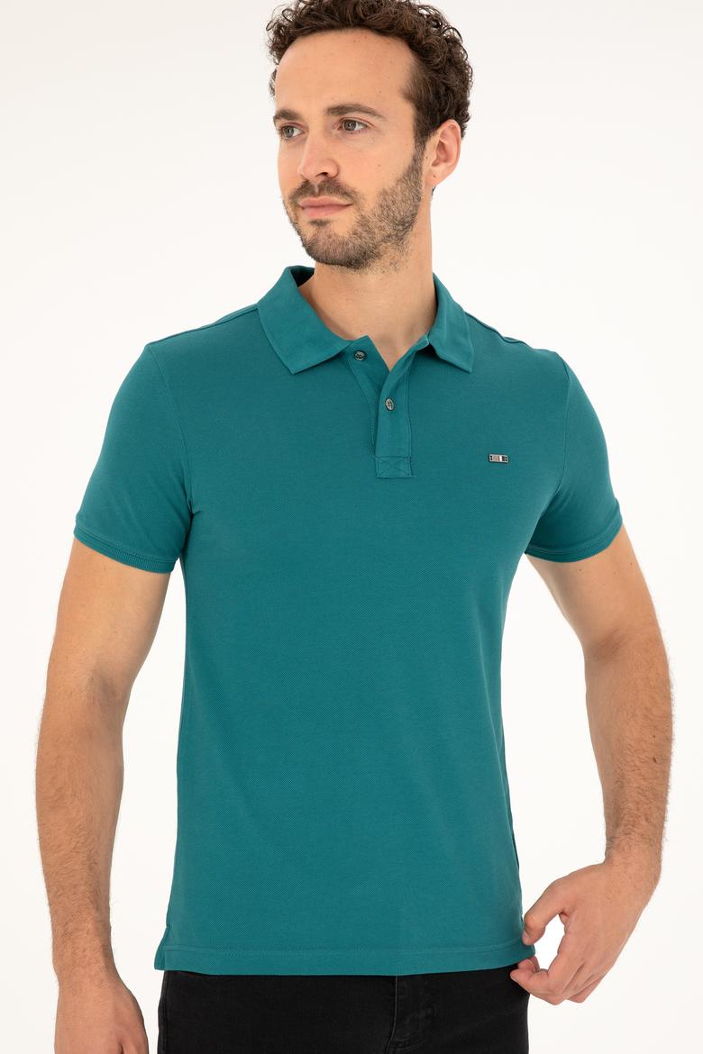 Erkek Koyu Yeşil Basic Tişört - 50279610076