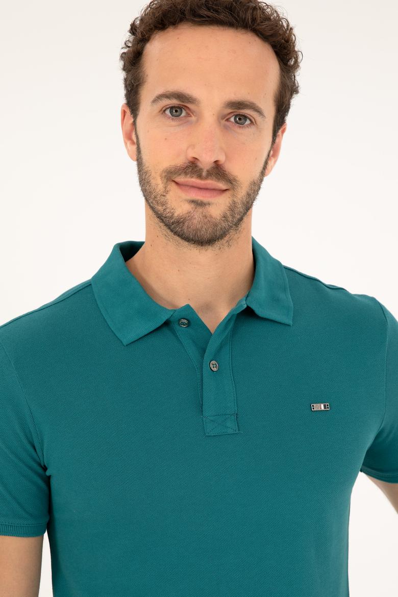 Erkek Koyu Yeşil Basic Tişört - 50279610076