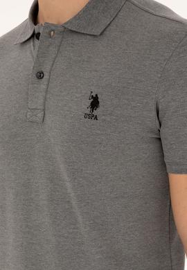 Erkek Slim Fit Polo Yaka Antrasit Melanj Basic Tişört - 50279581040