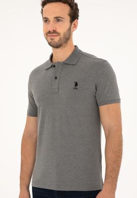 Erkek Slim Fit Polo Yaka Antrasit Melanj Basic Tişört - 50279581040