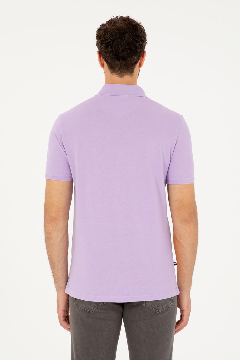 Erkek Regular Fit Polo Yaka Lila Basic Tişört - 50279611138