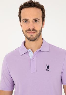 Erkek Regular Fit Polo Yaka Lila Basic Tişört - 50279611138