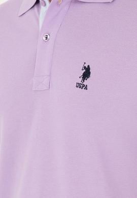 Erkek Regular Fit Polo Yaka Lila Basic Tişört - 50279611138