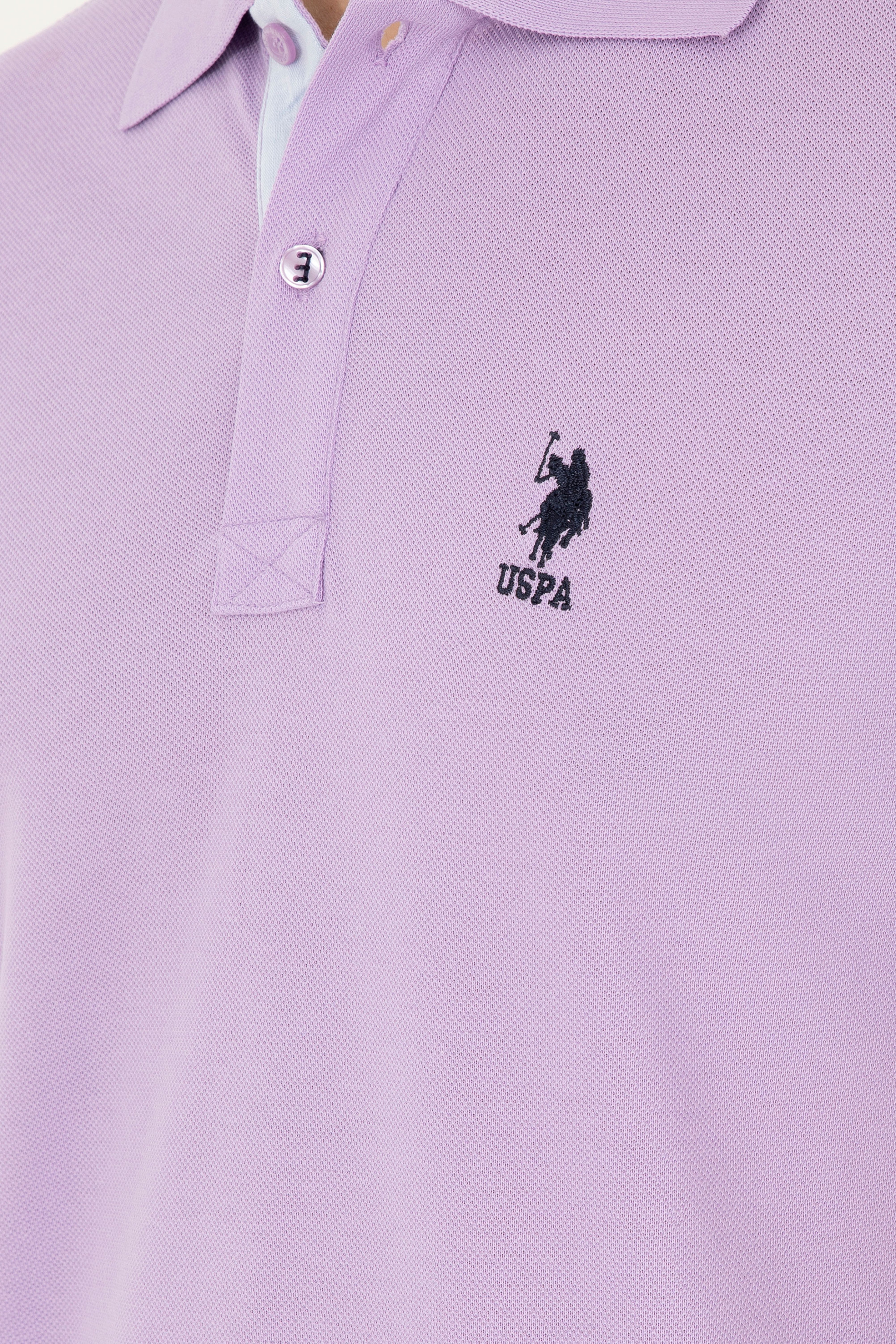 Erkek Regular Fit Polo Yaka Lila Basic Tişört
