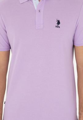 Erkek Regular Fit Polo Yaka Lila Basic Tişört - 50279611138