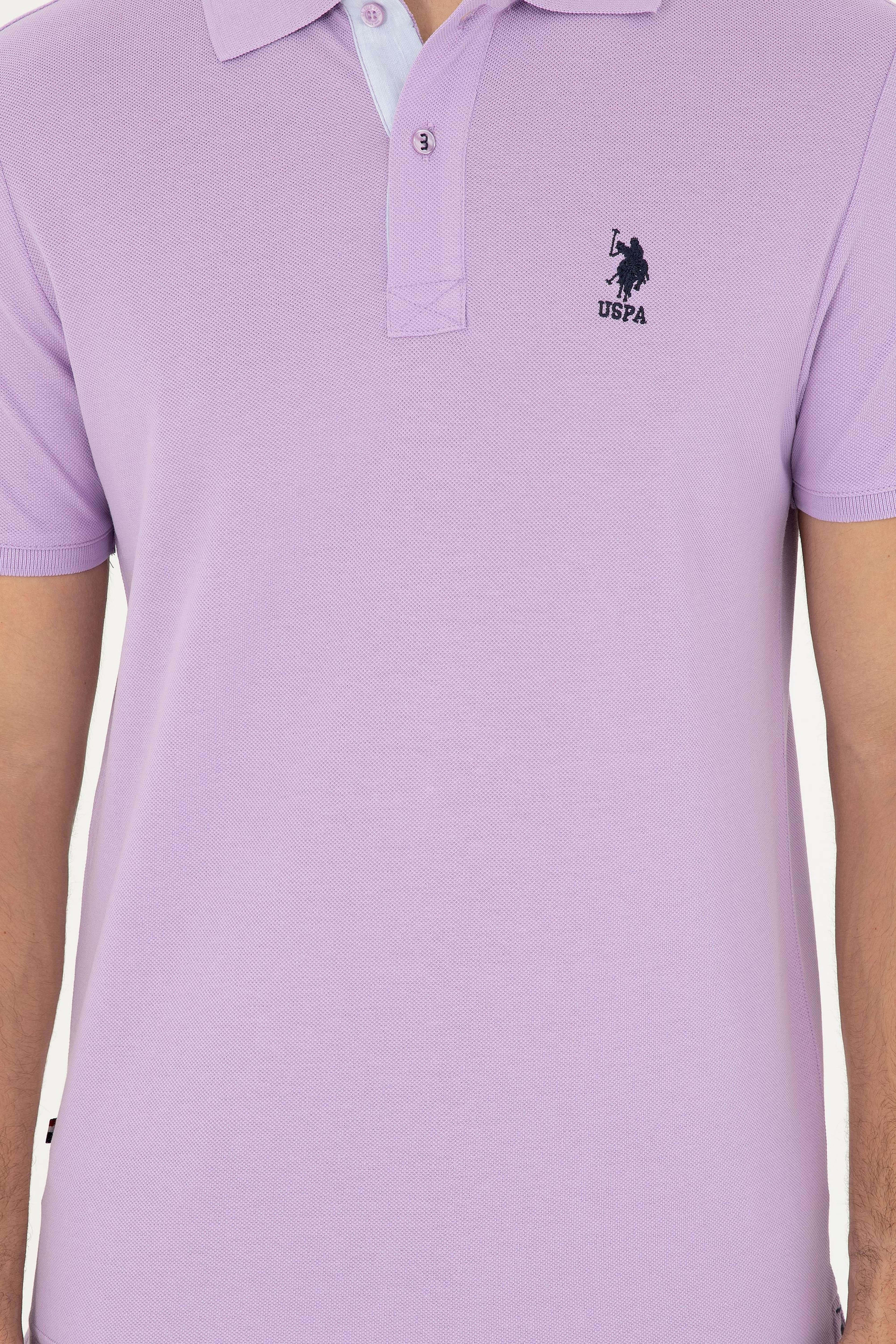 Erkek Regular Fit Polo Yaka Lila Basic Tişört