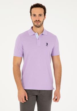 Erkek Regular Fit Polo Yaka Lila Basic Tişört - 50279611138