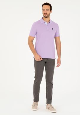 Erkek Regular Fit Polo Yaka Lila Basic Tişört - 50279611138