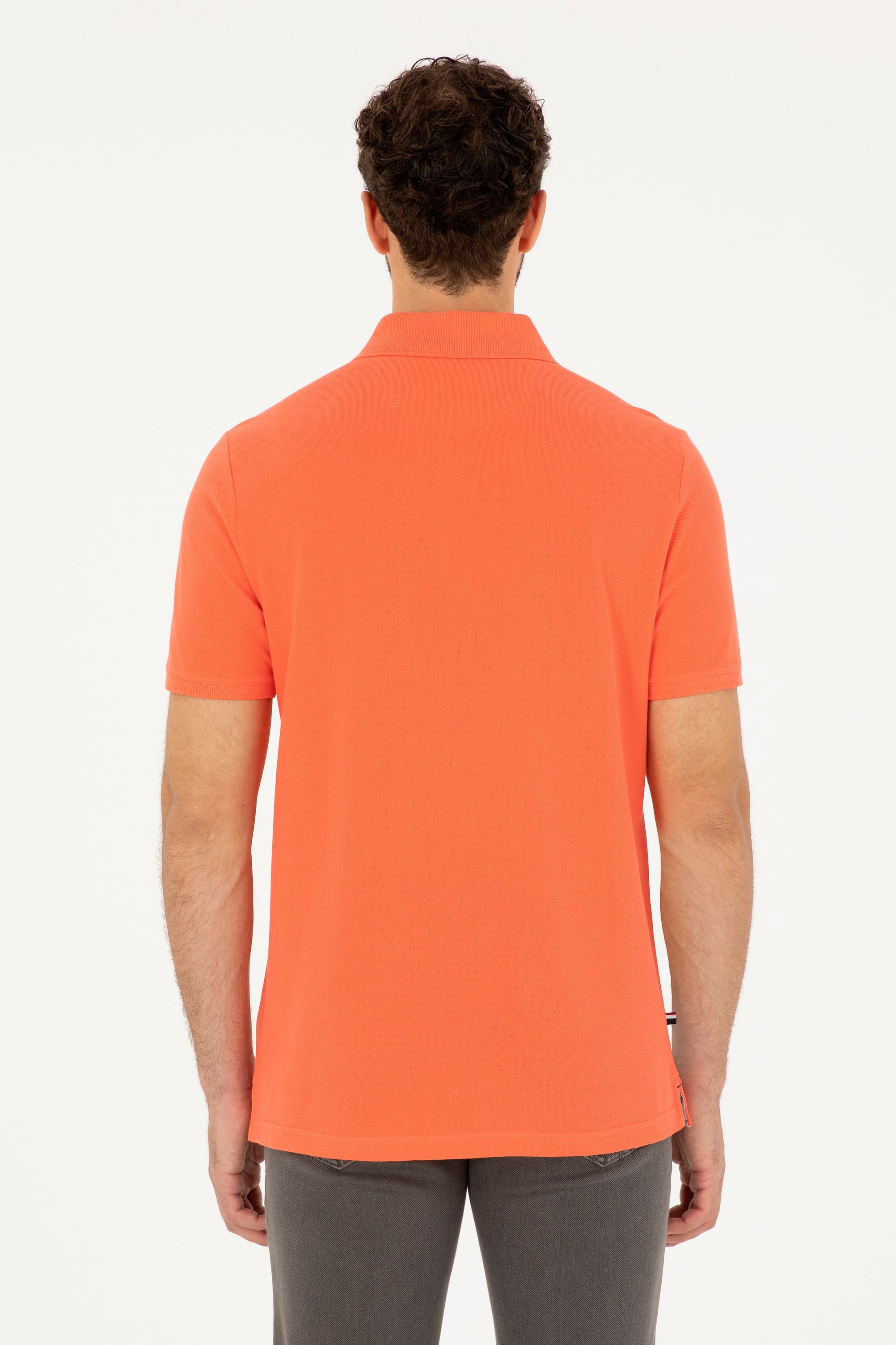 Erkek Regular Fit Polo Yaka Nar Çiçeği Basic Tişört